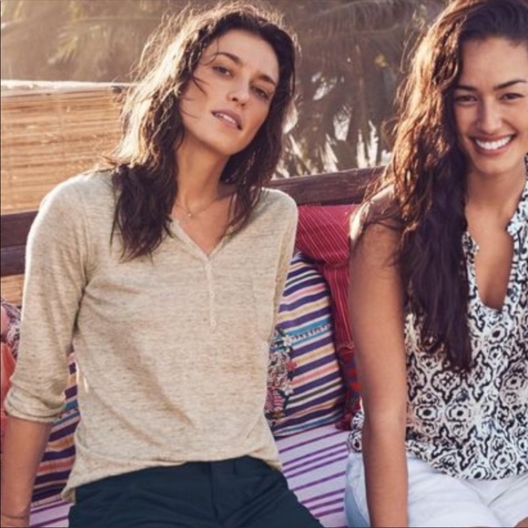 Athleta Tops - Athleta Newport Henley Oatmeal Linen Top Tunic Tee